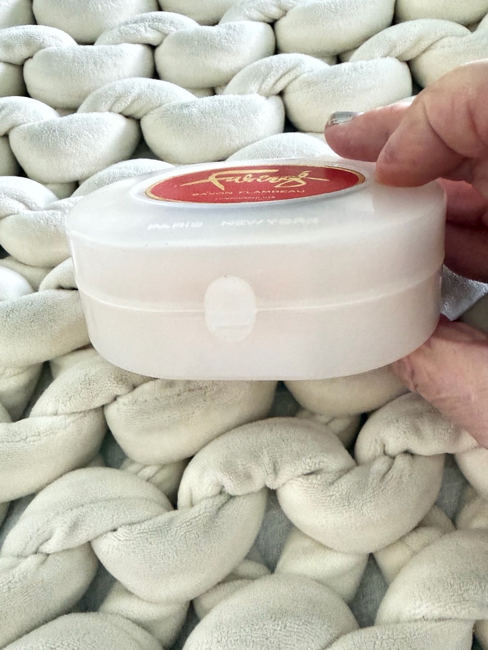 Fabergé White Travel Hand Soap Tin with Red Label